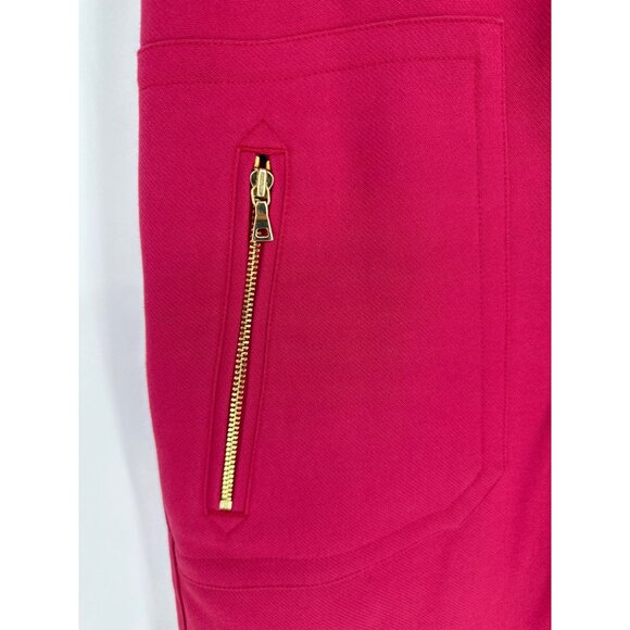 LOFT Magenta Gold Zipper Pocket A Line Skirt Size 4 - Picture 2 of 8